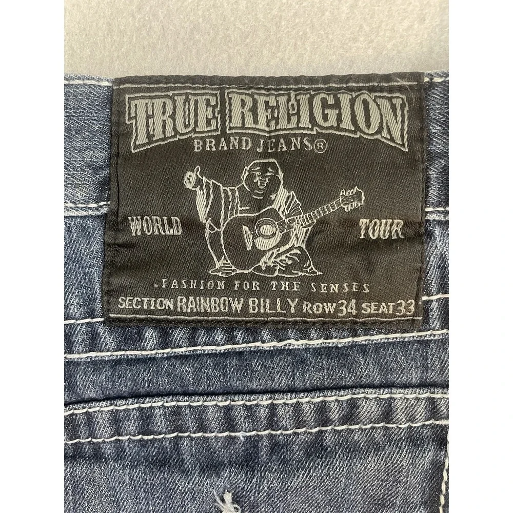 True Religion Mens Thick Stitch Denim Straight Jeans Size 34